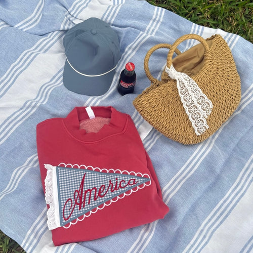 America Pennant Mock Neck Sweatshirt