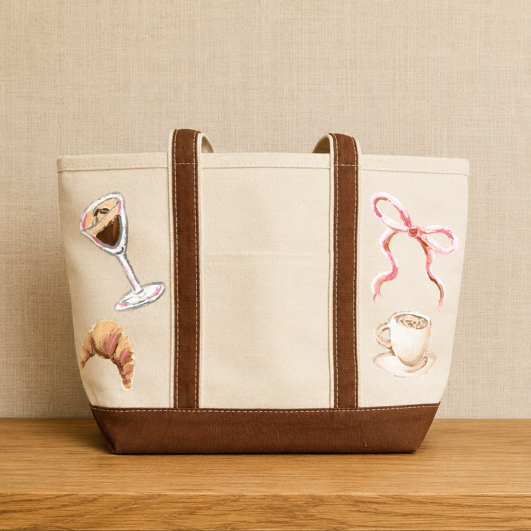 Coffee Girlie Hand-Painted Canvas Tote