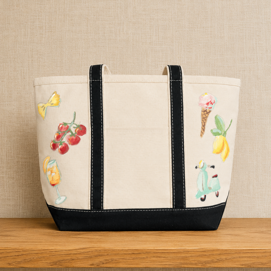 Italian Summer Hand-Painted Canvas Tote