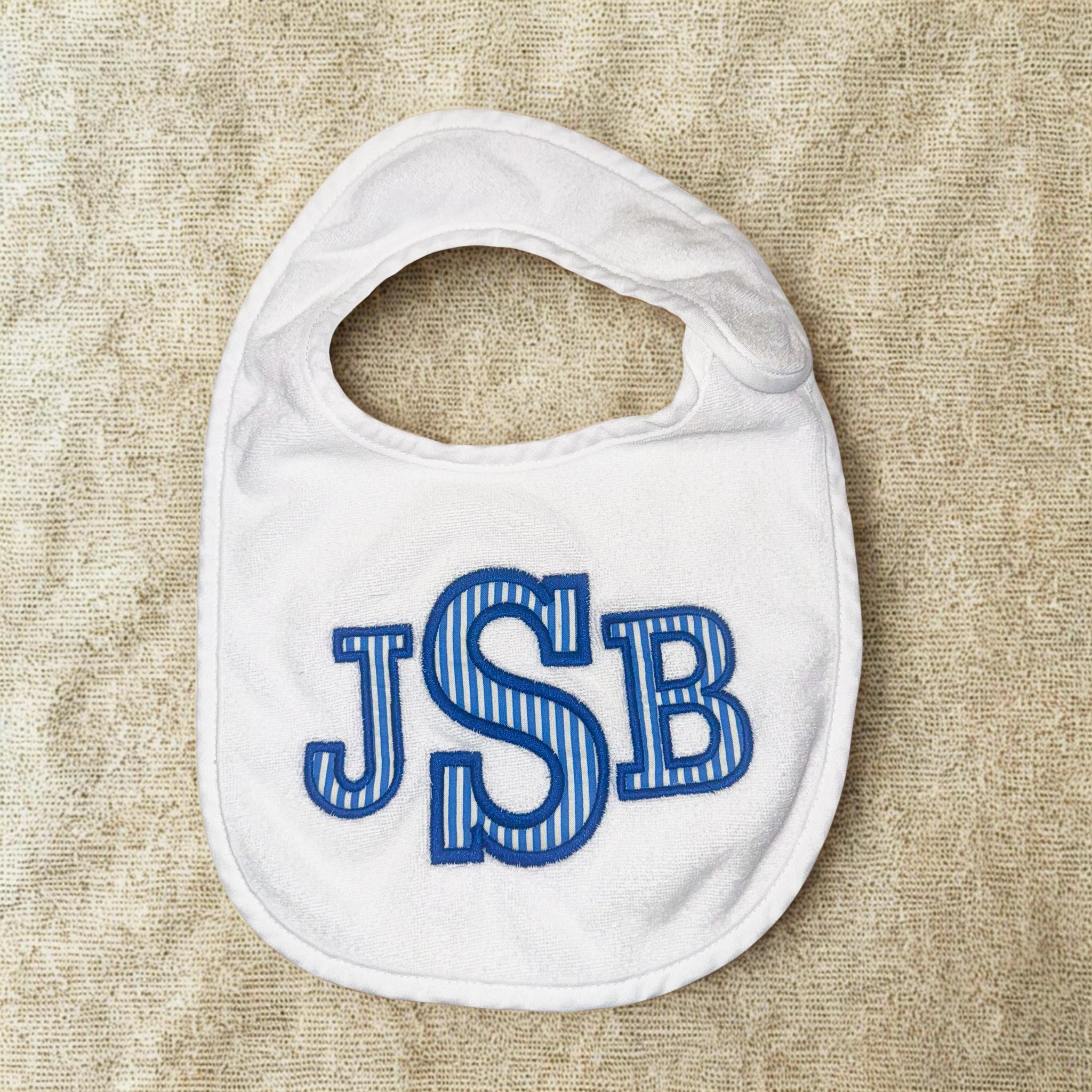 Applique Monogrammed White Terry Bib