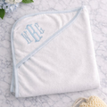 Monogrammed Hooded Towel for Baby with Blue Trim