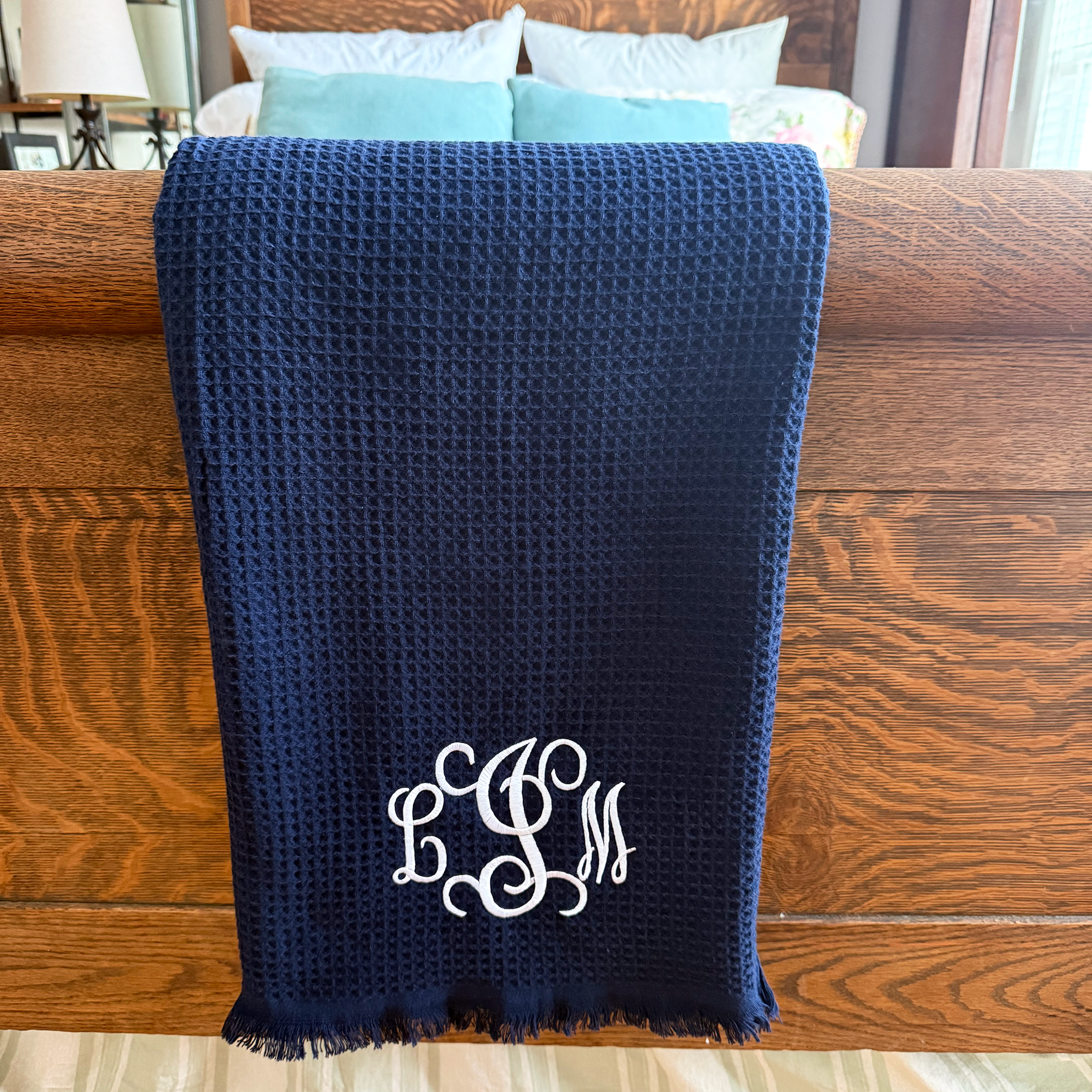 Personalized Waffle Weave Throw