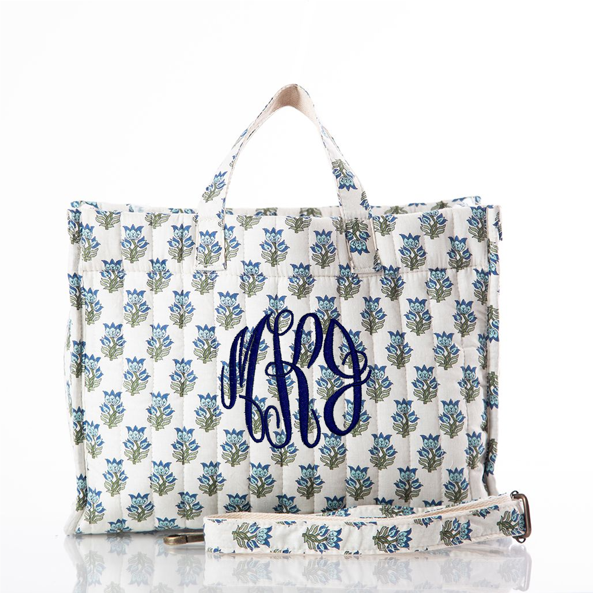 Monogrammed Block Print Tote Bag