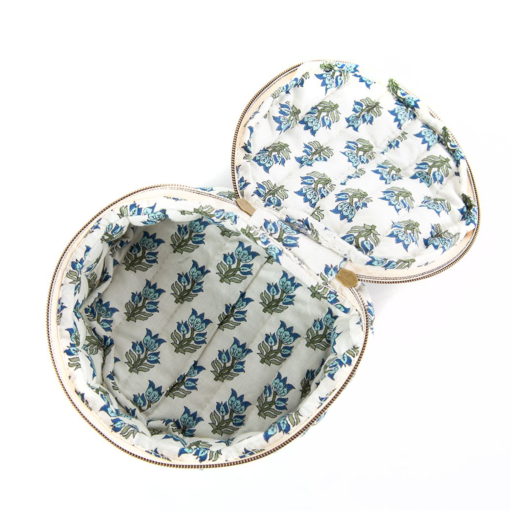 Block Print Round Zipper Bag