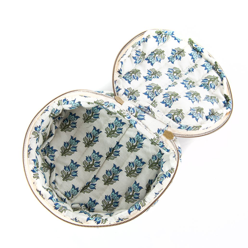 Block Print Round Zipper Bag