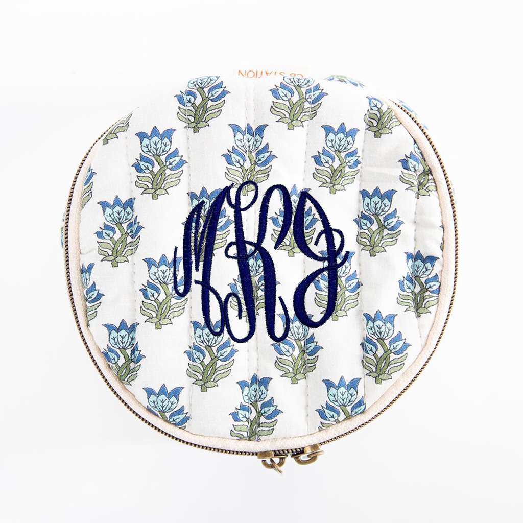 Block Print Round Zipper Bag