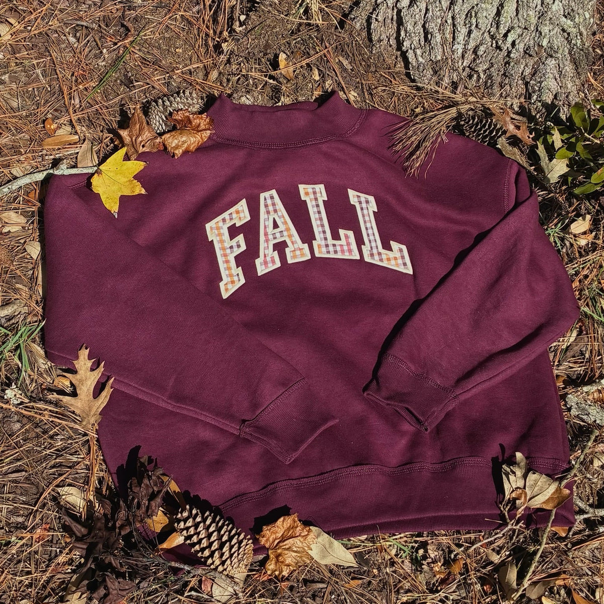 Fall Appliqué Mockneck Sweatshirt