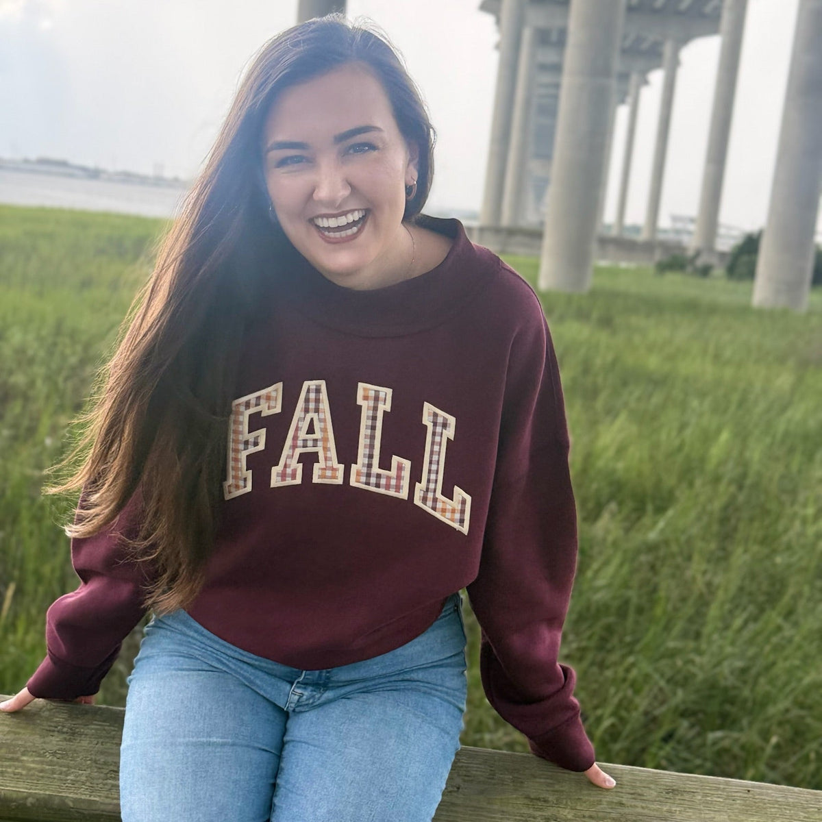 Fall Appliqué Mockneck Sweatshirt