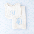 Monogrammed Muslin Bib and Burp Cloth Gift Set