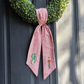 Monogrammed Red Ticking Nutcracker Wreath Sash