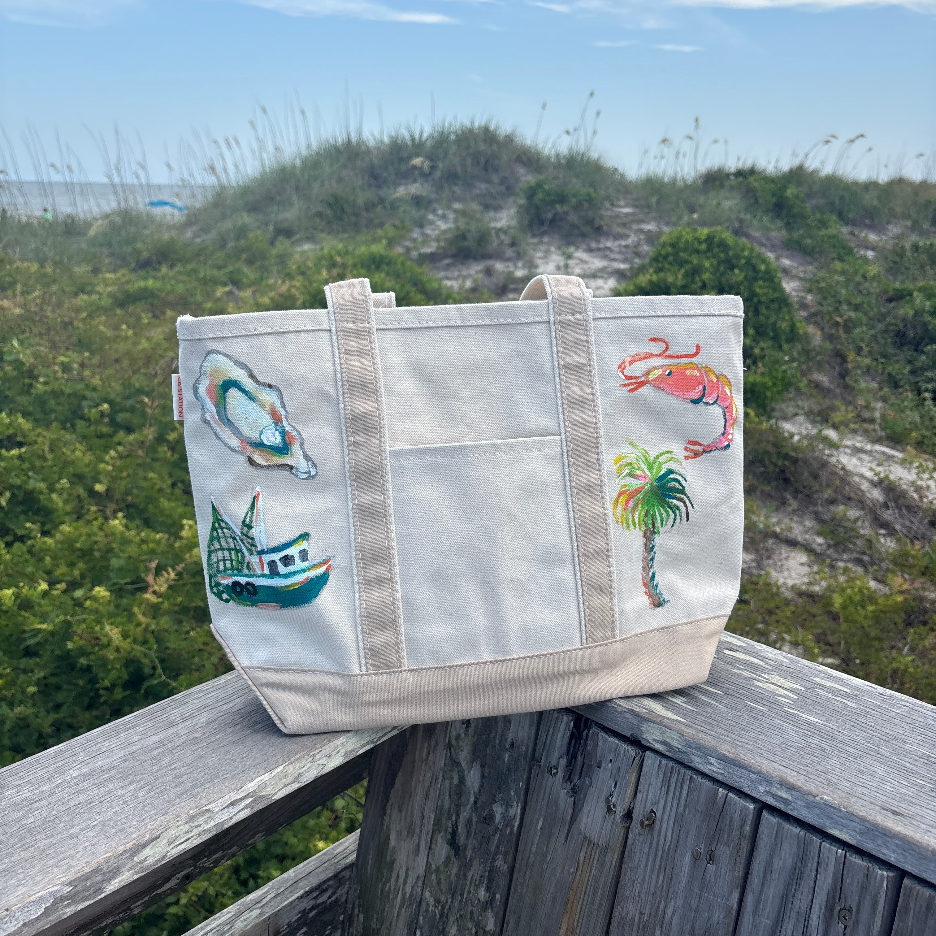 Lowcountry Hand-Painted Canvas Tote