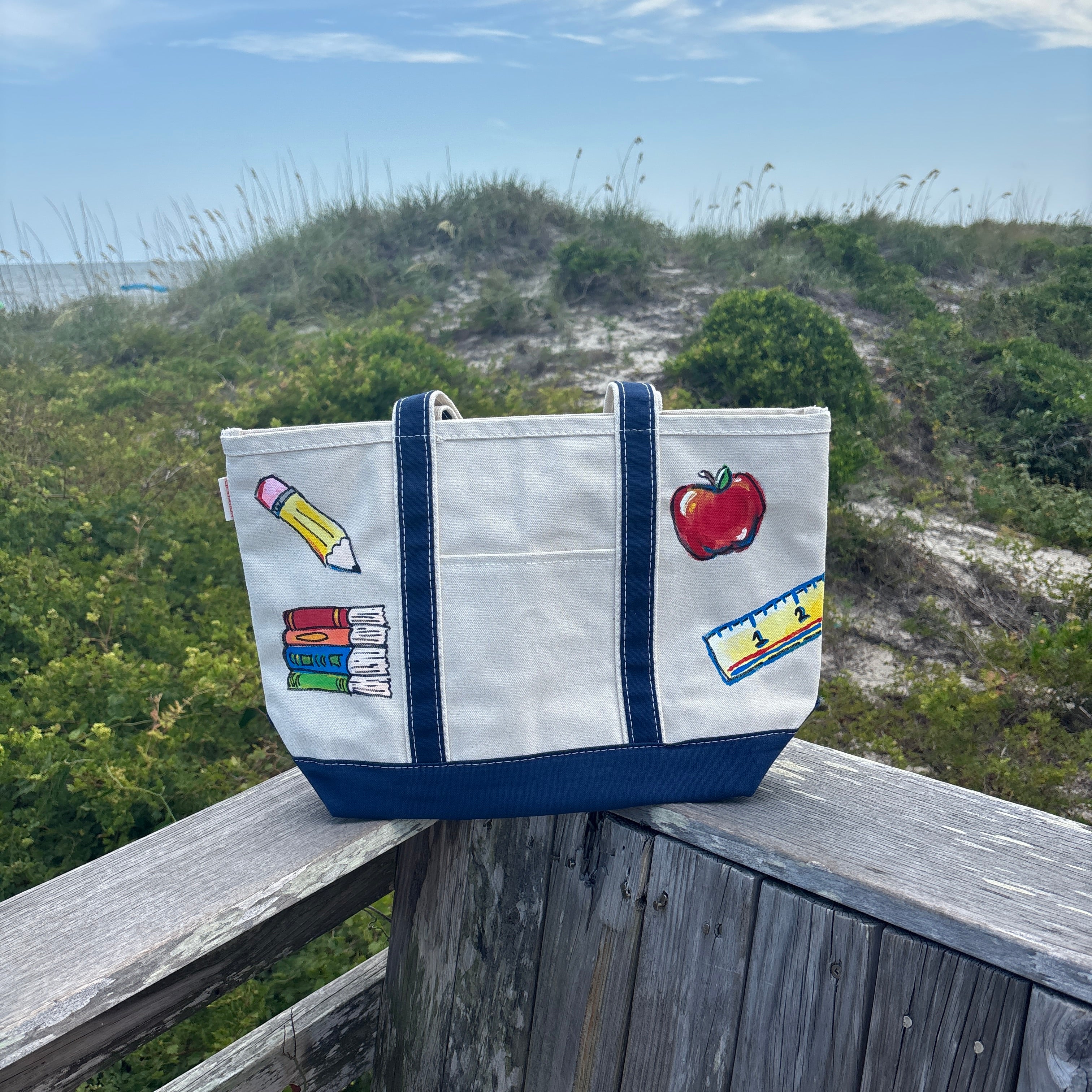 Teacher Hand-Painted Canvas Tote
