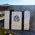 Monogrammed Straw Market Tote Bag